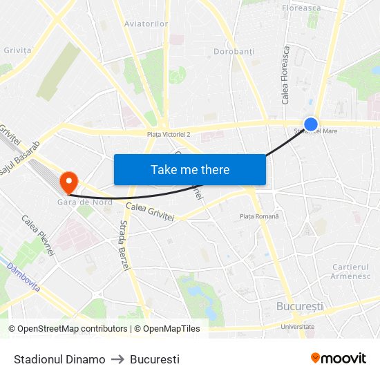 Stadionul Dinamo to Bucuresti map