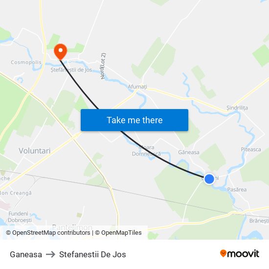 Ganeasa to Stefanestii De Jos map
