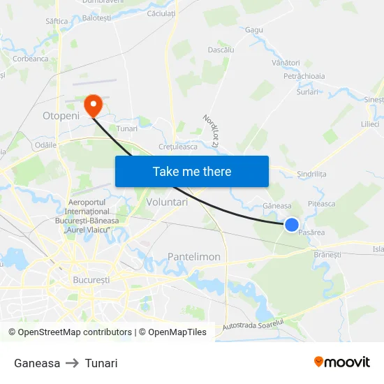 Ganeasa to Tunari map