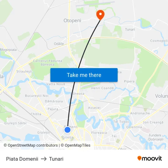 Piata Domenii to Tunari map
