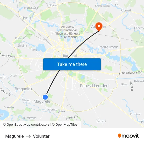 Magurele to Voluntari map