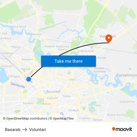 Basarab to Voluntari map