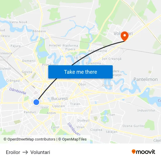 Eroilor to Voluntari map