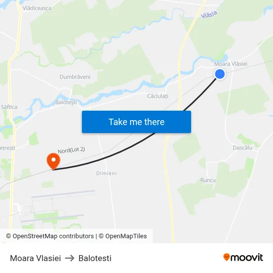 Moara Vlasiei to Balotesti map