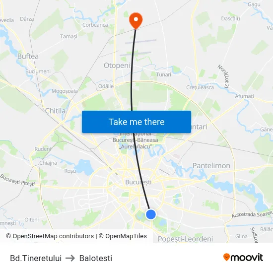 Bd.Tineretului to Balotesti map