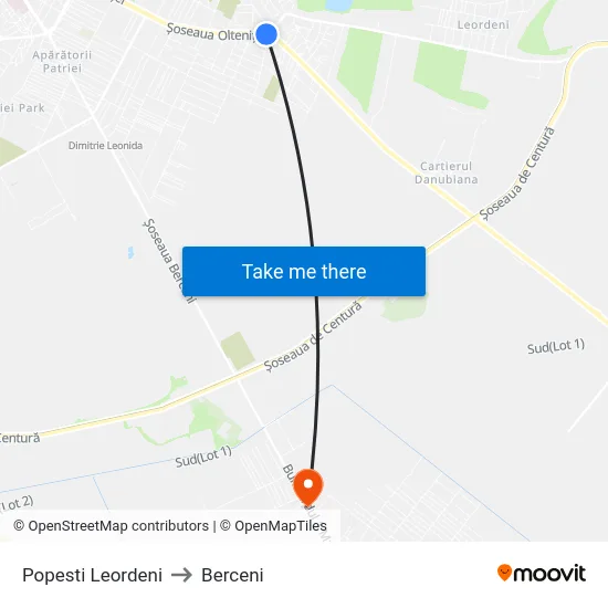 Popesti Leordeni to Berceni map