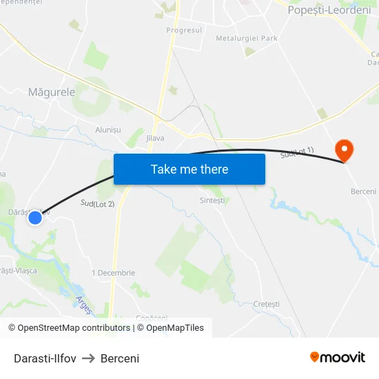 Darasti-Ilfov to Berceni map