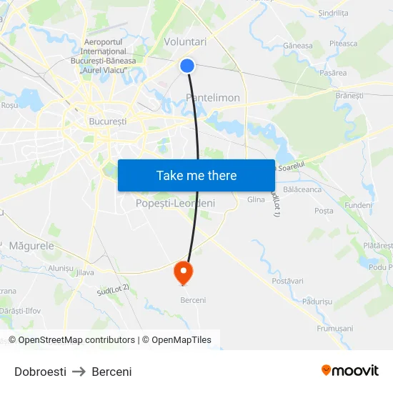 Dobroesti to Berceni map