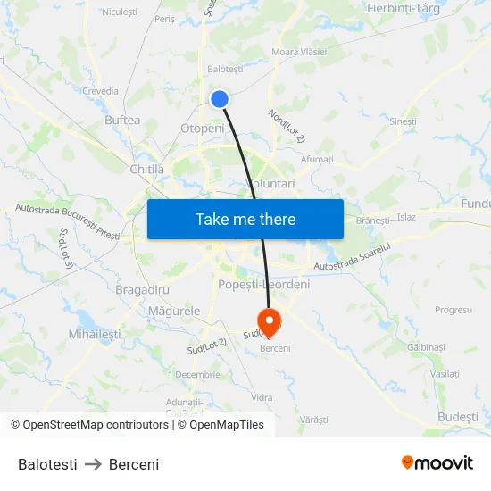 Balotesti to Berceni map
