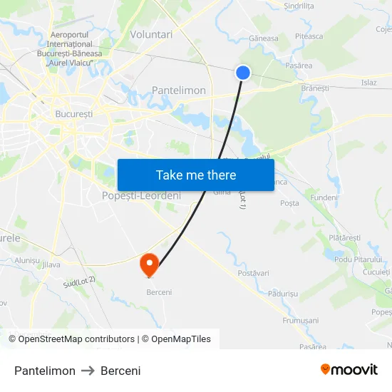 Pantelimon to Berceni map