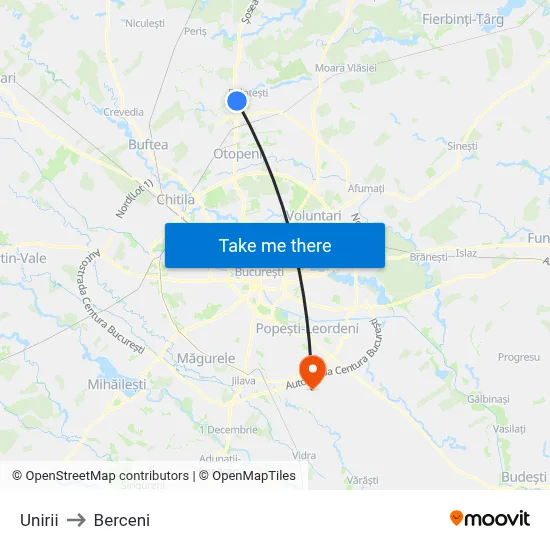Unirii to Berceni map