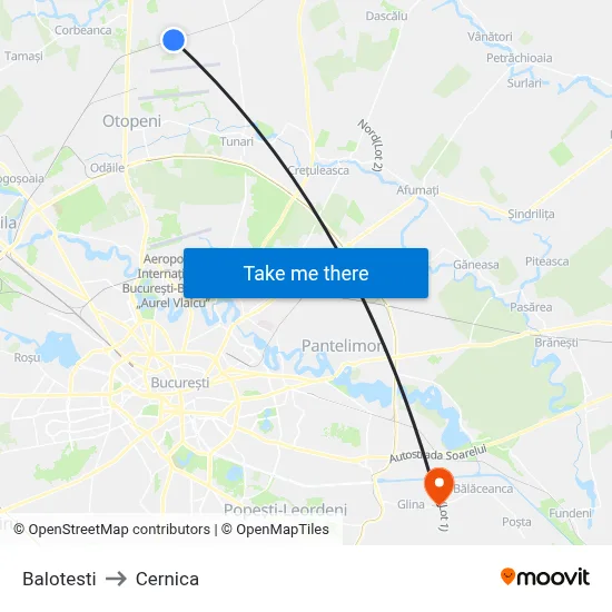 Balotesti to Cernica map