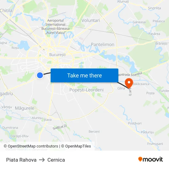Piata Rahova to Cernica map