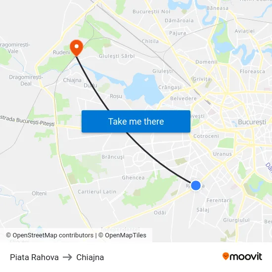 Piata Rahova to Chiajna map