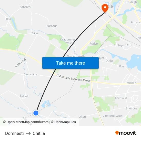 Domnesti to Chitila map