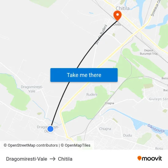 Dragomiresti-Vale to Chitila map