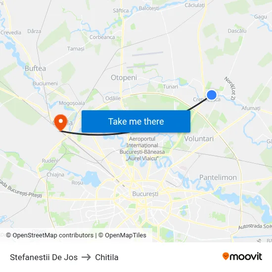 Stefanestii De Jos to Chitila map