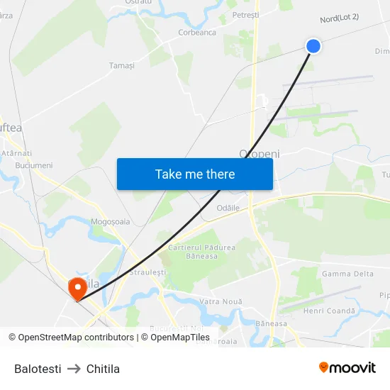 Balotesti to Chitila map