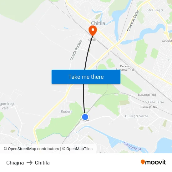 Chiajna to Chitila map