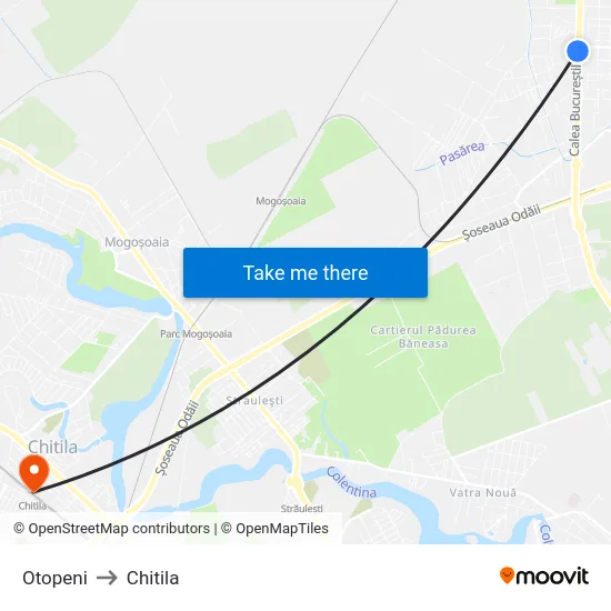 Otopeni to Chitila map