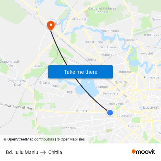 Bd. Iuliu Maniu to Chitila map