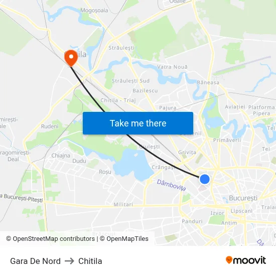 Gara De Nord to Chitila map