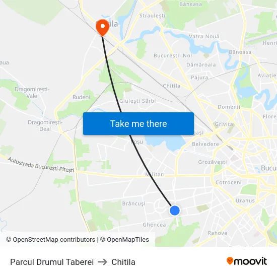 Parcul Drumul Taberei to Chitila map