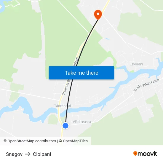 Snagov to Ciolpani map