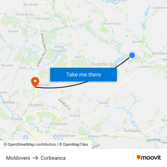 Moldoveni to Corbeanca map