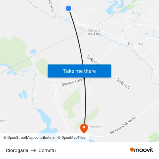 Ciorogarla to Cornetu map