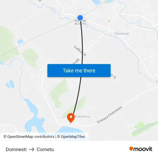 Domnesti to Cornetu map