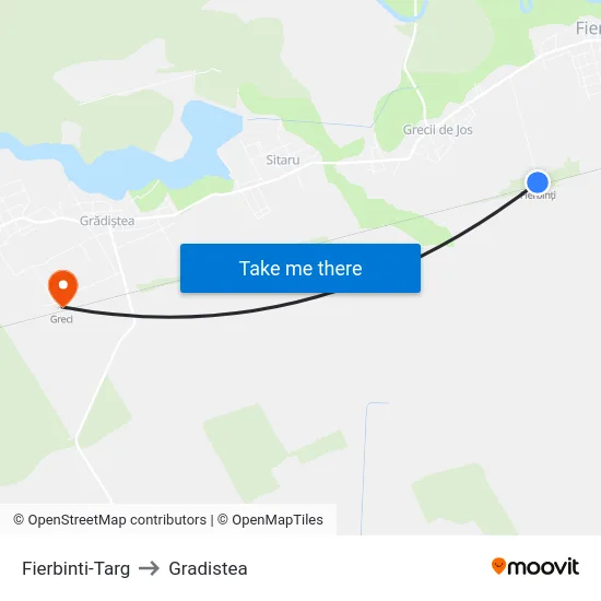 Fierbinti-Targ to Gradistea map