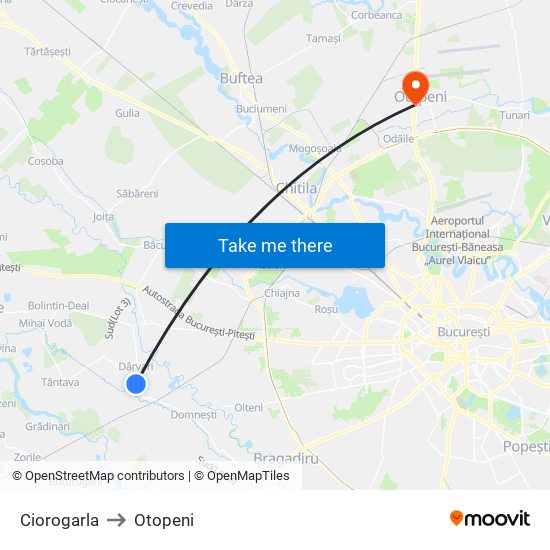 Ciorogarla to Otopeni map