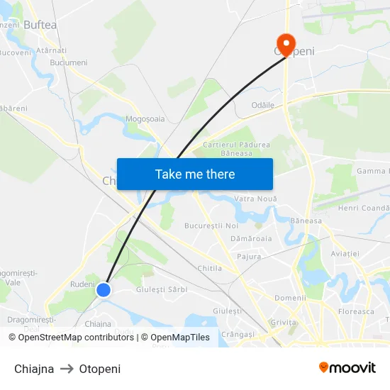 Chiajna to Otopeni map