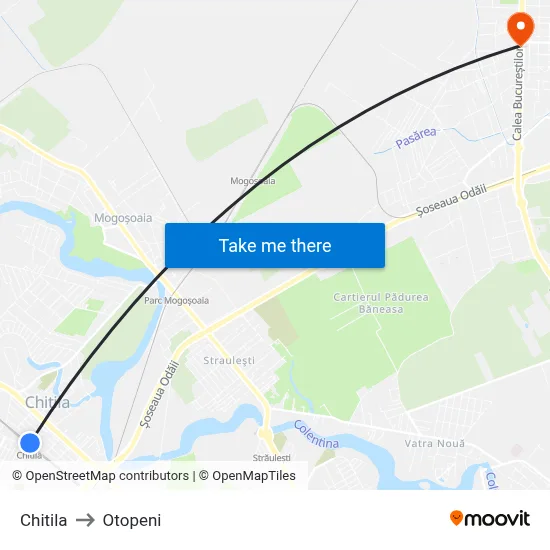 Chitila to Otopeni map