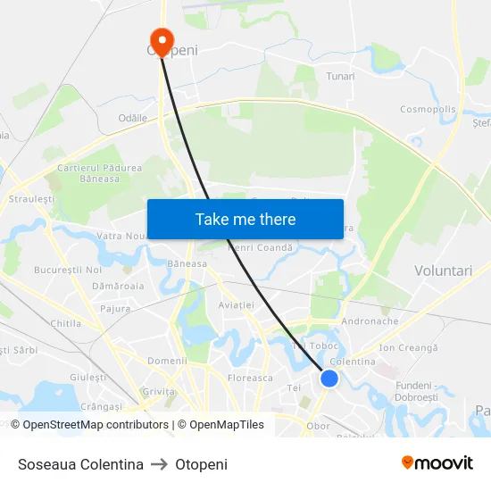 Soseaua Colentina to Otopeni map