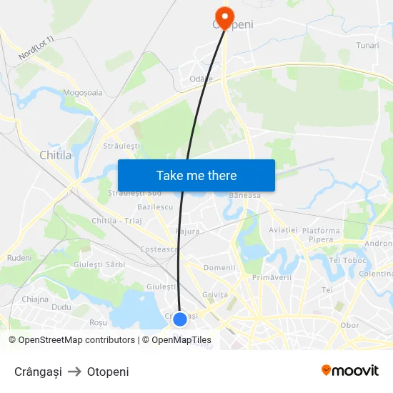 Crângași to Otopeni map