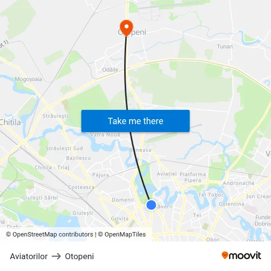Aviatorilor to Otopeni map