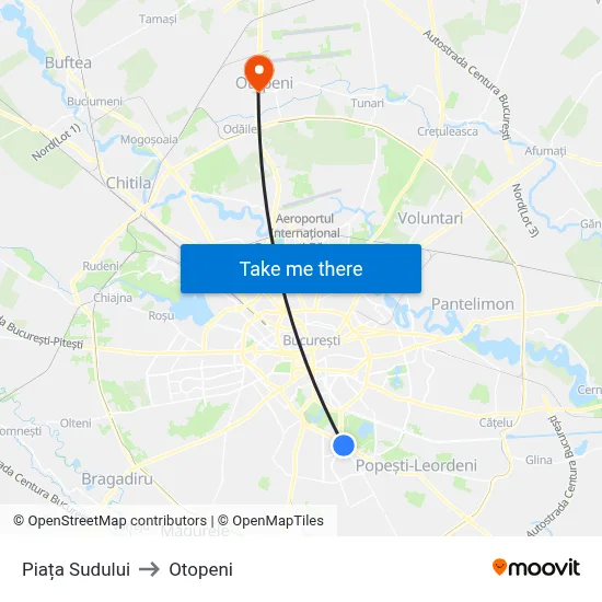 Piața Sudului to Otopeni map