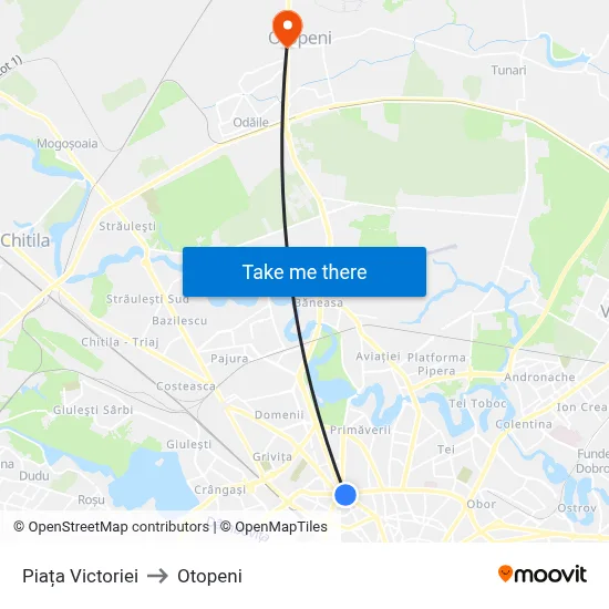 Piața Victoriei to Otopeni map