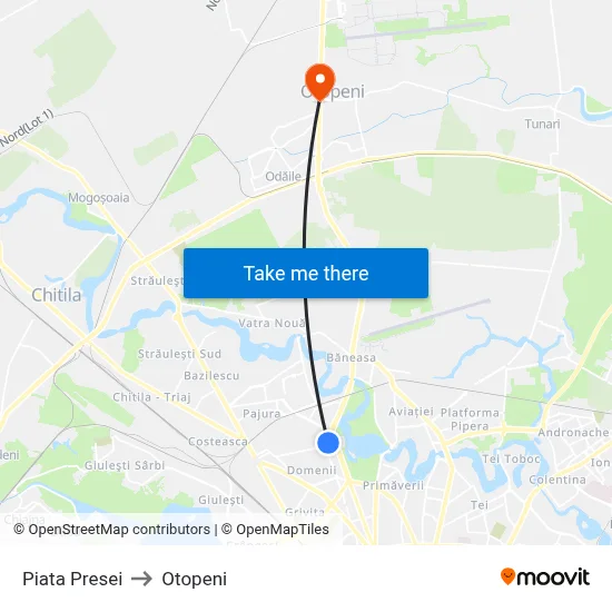 Piata Presei to Otopeni map