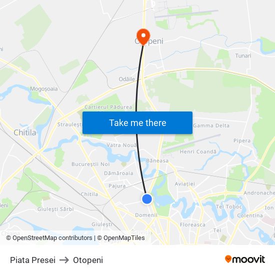 Piata Presei to Otopeni map
