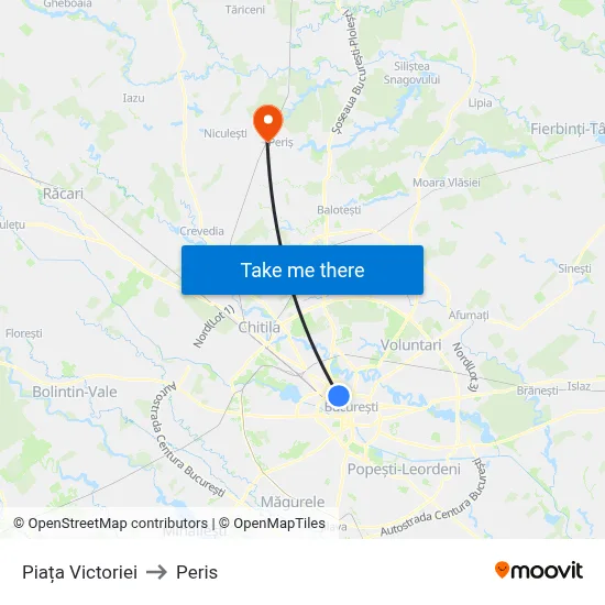 Piața Victoriei to Peris map