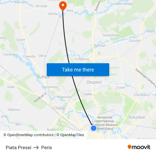Piata Presei to Peris map
