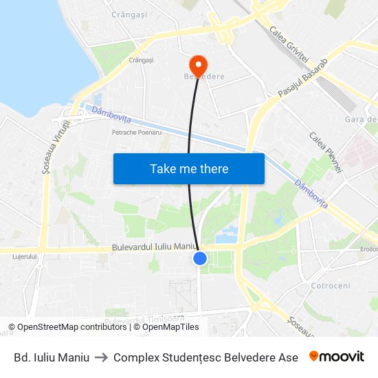 Bd. Iuliu Maniu to Complex Studențesc Belvedere Ase map