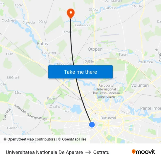 Universitatea Nationala De Aparare to Ostratu map