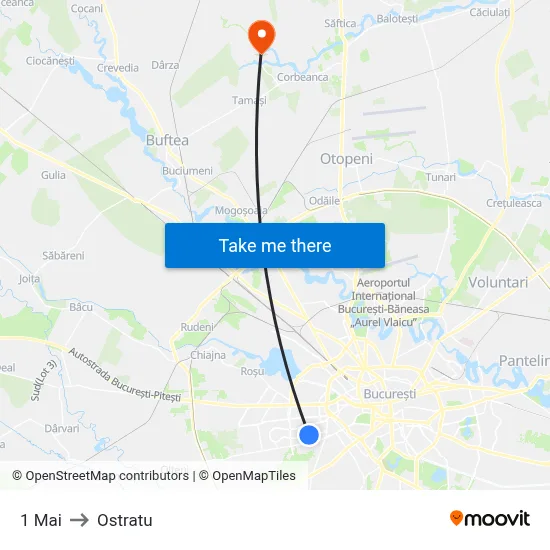 1 Mai to Ostratu map