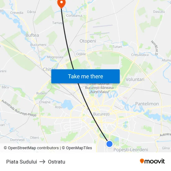 Piata Sudului to Ostratu map