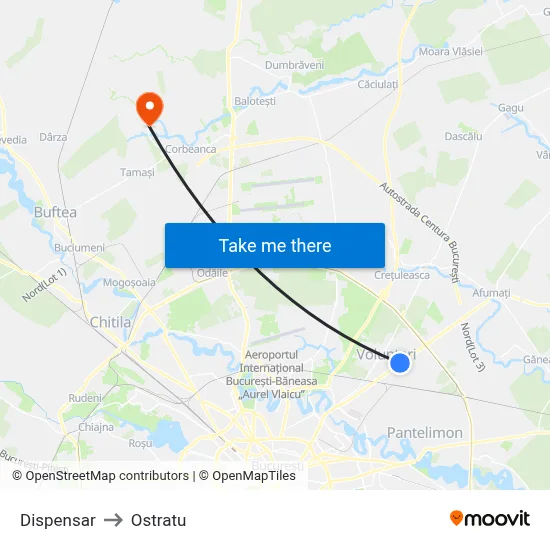 Dispensar to Ostratu map