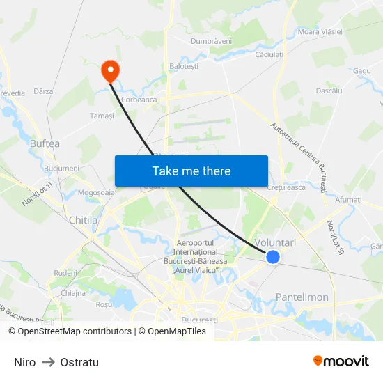 Niro to Ostratu map